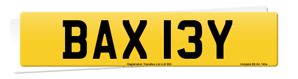 Registration number BAX 13Y